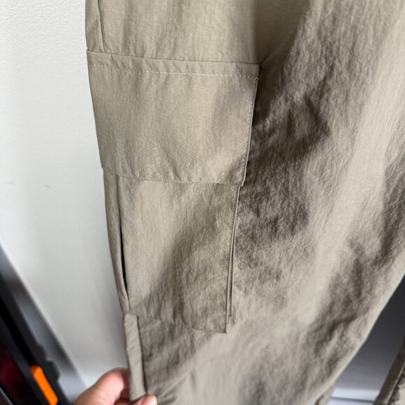 WILO The Label Grey Wide Leg Cargo Pants Large Anthropologie Parachute Nylon Pan - Picture 13 of 16
